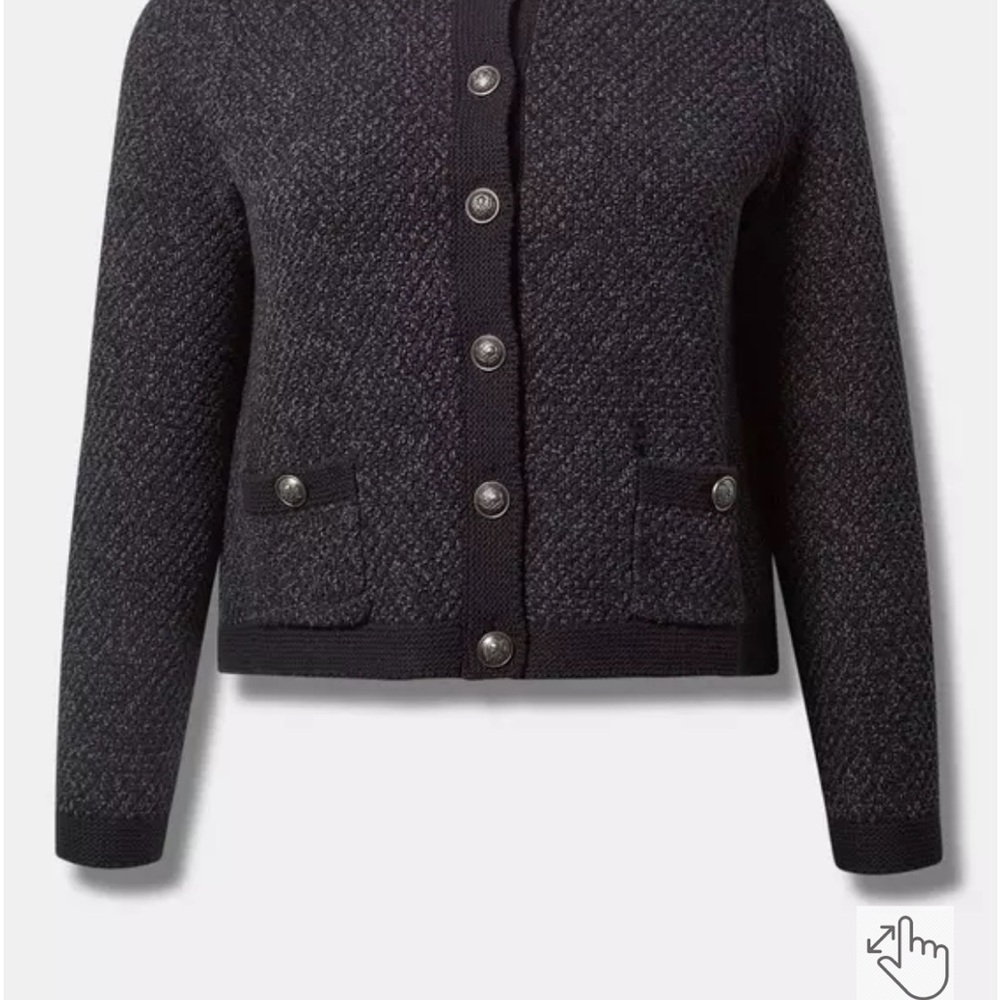 Torrid Black Textured Button-Up Cardigan